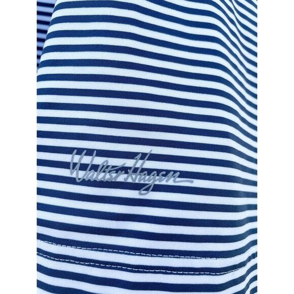 Walter Hagen 11 Majors Golf Polo Mens XXL Blue Stripe Stretch Coastal Nautical - Picture 2 of 5